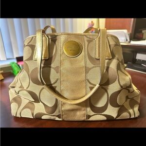 Coach Brown and Gold Signature Tote